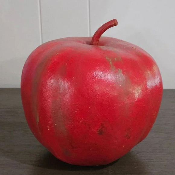 Dried Apple Shaped Gourd Decorative Hand Painted Rustic Primitive Farm Autumn - Picture 4 of 6